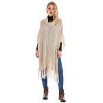 Platinum Πόντσο  Εκρού Γυναικείο Πλεκτό Μακρύ Με Κρόσσια Νεανικό All Day - ITX-9906 - Image 2