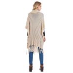 Platinum Πόντσο  Εκρού Γυναικείο Πλεκτό Μακρύ Με Κρόσσια Νεανικό All Day - ITX-9906 - Image 3
