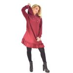 Platinum Φόρεμα Μπορντό Γυναικείο Με Κουκούλα Νεανικό Casual All Day - 1042-wp - Image 3