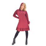 Platinum Φόρεμα Μπορντό Γυναικείο Με Κουκούλα Νεανικό Casual All Day - 1042-wp