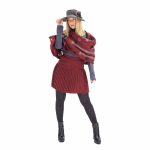 Platinum Εσάρπα Κόκκινη Γυναικεία Μάλλινη Με Felt Και Μαυρογκρί Πινελιές - 360-SCR - Image 2