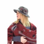 Platinum Εσάρπα Κόκκινη Γυναικεία Μάλλινη Με Felt Και Μαυρογκρί Πινελιές - 360-SCR - Image 3