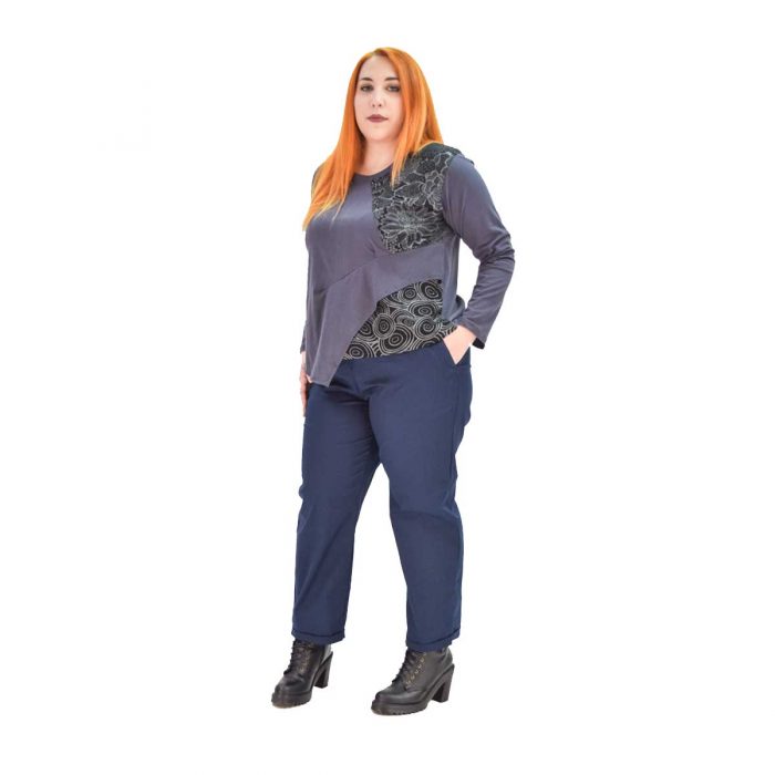 Platinum Γυναικεία Μπλε Παντελόνα Χειμωνιάτικη Σε Ίσια Γραμμή All Day Free Size - 977-wxl - Image 3