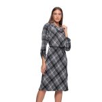 Gomore Φόρεμα Μαυρογκρί Με Καρό Γυναικείο Ξεχειλωτό Γιακά Μidi All Day - GM-24740-S