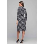 Gomore Φόρεμα Μαυρογκρί Με Καρό Γυναικείο Ξεχειλωτό Γιακά Μidi All Day - GM-24740-S - Image 4