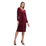 Gomore Φόρεμα Γκρενά Γυναικείο Μidi Βραδινό Με V Ντεκολτέ - GM-24744-GRE