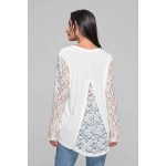 Gomore Μπλούζα Λευκή Με Δαντέλα Γυναικεία Μακρυμάνικη Ασύμμετρη All Day - GM-24910-A - Image 2