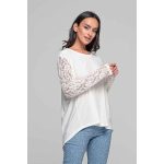 Gomore Μπλούζα Λευκή Με Δαντέλα Γυναικεία Μακρυμάνικη Ασύμμετρη All Day - GM-24910-A - Image 3