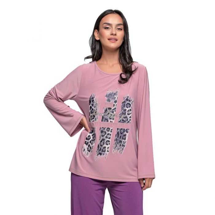 Gomore Μπλούζα Ροζ Γυναικεία Με Animal Print Νεανική All Day - 24914-R - Image 3