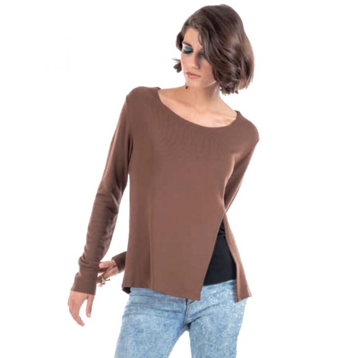 Platinum Μπλούζα Καφέ Με Σχέδιο Γυναικεία Casual All Day Free Size - IT-001-A