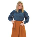 Platinum Πουκάμισο Πετρόλ Γυναικείο Mακρυμάνικο Με Γιακά Στυλ Μάο All Day - IT-1101-PR - Image 2