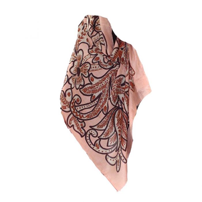 Platinum Γυναικείο Σομόν Μαντίλι - Εσάρπα Με Floral Print - IT-715-AZ - Image 3