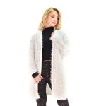 Platinum Γυναικεία Λευκή Ζακέτα Χνουδωτή Πλεκτή Μακριά All Day - IT-95729-w