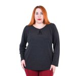 Gomore Μπλούζα Γκρι Σκούρο Γυναικεία Κλασική Με Πιέτα Καθημερινή - 04132-XXL