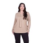 Gomore Μπλούζα Μπεζ Γυναικεία Με Γραβάτα Κλασική Καθημερινή - GM-04145-BZ