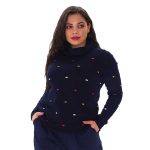 Platinum Γυναικεία Μπλε Πλεκτή Μπλούζα Ζιβάγκο Με Σχέδιο All Day - IT-3707-BB