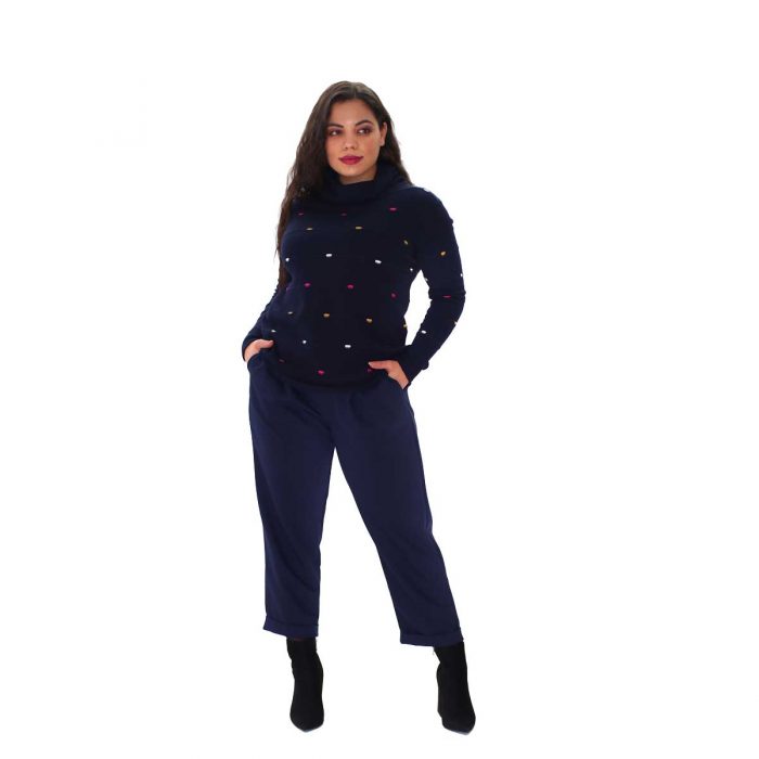 Platinum Γυναικεία Μπλε Πλεκτή Μπλούζα Ζιβάγκο Με Σχέδιο All Day - IT-3707-BB - Image 4