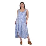 Platinum Φόρεμα - Καφτάνι Γαλάζιο Με Floral Γυναικείο Μidi Τιραντέ Umbrella All Day Free Size - 32026-FS