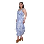 Platinum Φόρεμα - Καφτάνι Γαλάζιο Με Floral Γυναικείο Μidi Τιραντέ Umbrella All Day Free Size - 32026-FS - Image 2