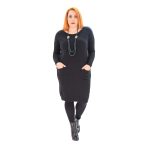 Platinum Φόρεμα Μαύρο Πλεκτό Γυναικείο Μακρυμάνικο All Day Free Size - IT-1493-MA