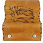 Καπνοθήκη Tαμπά Δερμάτινη Χειροποίητη Πυρογραφία ''Ελληνική Σημαία''- fmk-201