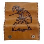 Καπνοθήκη Tαμπά Δερμάτινη Χειροποίητη Πυρογραφία ''Σπαρτιάτης Πολεμιστής''- fmk-906