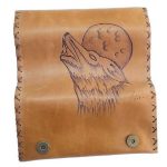 Καπνοθήκη Tαμπά Δερμάτινη Χειροποίητη Πυρογραφία ''Λύκος'' Casual - fmk-989