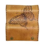 Καπνοθήκη Tαμπά Δερμάτινη Χειροποίητη Πυρογραφία ''Πεταλούδα'' Casual - fmk-990