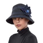 Platinum Καπέλο Σε Mπλέ Αποχρώσεις Γυναικείο Felt Με Λουλούδι All Day Free Size - 103-HA