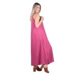 Platinum Φόρεμα Φούξια Γυναικείο Midi Tιραντέ Eξώπλατο Αέρινο All Day Free Size - 22117-F - Image 3