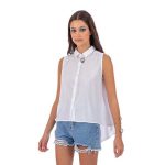 Platinum Πουκάμισο Τυρκουάζ Γυναικείο Αμάνικο Ασύμμετρο Casual All Day - 6658-TR - Image 2