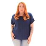 Platinum Μπλούζα Μπλέ Σκούρο Γυναικεία Κοντομάνικη Ζαπονέ Free Size - NA-9349-B