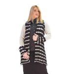 Fairyland Ζακέτα Ασπρόμαυρη Γυναικεία Χειμερινή Πλεκτή Ασύμμετρη All Day  Free Size - fm-4290-z