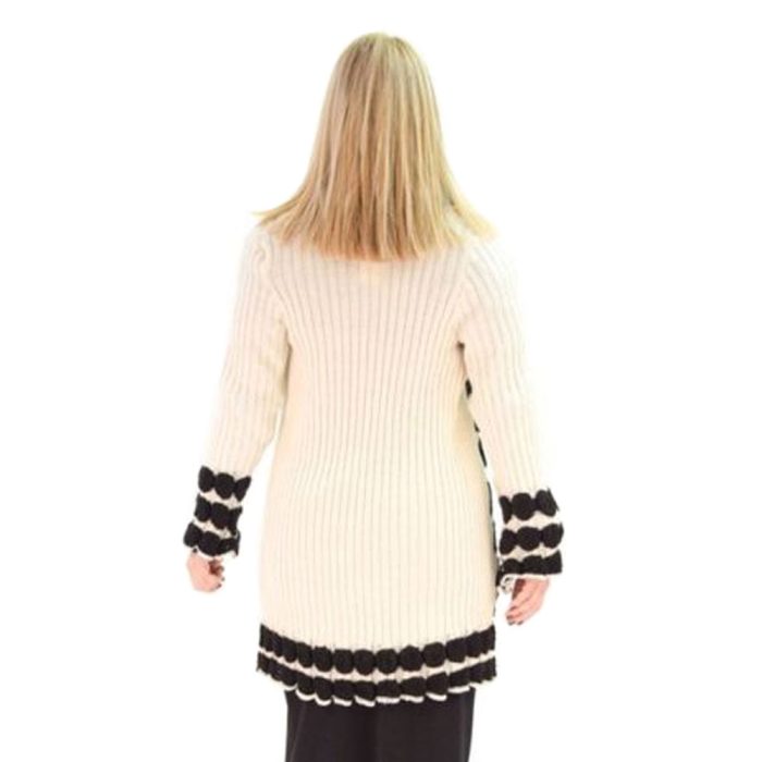 Fairyland Ζακέτα Ασπρόμαυρη Γυναικεία Χειμερινή Πλεκτή Ασύμμετρη All Day  Free Size - fm-4290-z - Image 3