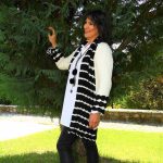 Fairyland Ζακέτα Ασπρόμαυρη Γυναικεία Χειμερινή Πλεκτή Ασύμμετρη All Day  Free Size - fm-4290-z - Image 2