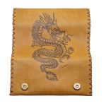 Καπνοθήκη Δερμάτινη Χειροποίητη Πυρογραφία Tαμπά ''Κινέζικος Δράκος''- fmk-704