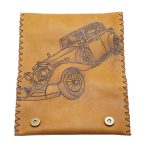 Καπνοθήκη Tαμπά Δερμάτινη Χειροποίητη Πυρογραφία ''Αυτοκίνητο Vintage''- fmk-907