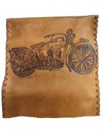 Καπνοθήκη Tαμπά Δερμάτινη Χειροποίητη Πυρογραφία ''Μηχανή Vintage''- fmk-908