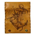 Καπνοθήκη Tαμπά Δερμάτινη Χειροποίητη Πυρογραφία ''Άγκυρα'' Casual - fmk-911