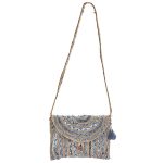 Platinum Τσάντα Ώμου Μπλε Με Μπεζ Γυναικεία Καλοκαιρινή Ψάθινη Χιαστί All Day - NAX-120109 - Image 3