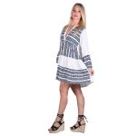 Platinum Καφτάνι - Πουκαμίσα Λευκό Γυναικείο Klos Με Μπλε Αρχαιοελληνικά Σχέδια All Day - 12108-A - Image 2