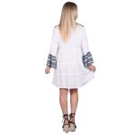 Platinum Καφτάνι - Πουκαμίσα Λευκό Γυναικείο Klos Με Μπλε Αρχαιοελληνικά Σχέδια All Day - 12108-A - Image 3