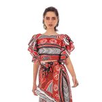 Platinum Μπλούζα Πολύχρωμη Γυναικεία Boho Εξώπλατη ''Krop Top Βολάν'' All Day Free Size - 12320