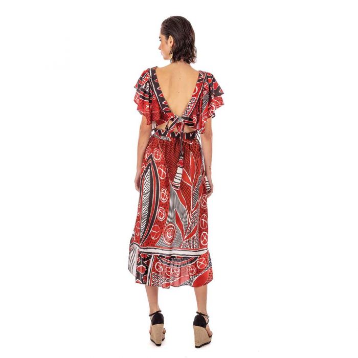 Platinum Μπλούζα Πολύχρωμη Γυναικεία Boho Εξώπλατη ''Krop Top Βολάν'' All Day Free Size - 12320 - Image 4