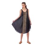 Platinum Καφτάνι - Φόρεμα Μαύρο Γυναικείο Με Χοντρή Τιράντα Κοντό Umbrella Αρχαιοελληνικό Κύμα All Day Free Size -12326