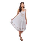 Platinum Καφτάνι -Φόρεμα Λευκό Γυναικείο Με Χοντρή Τιράντα Umbrella ''Αρχαιοελληνικά Σχέδια'' All Day - 12350
