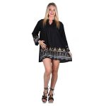 Platinum Πουκαμίσα - Καφτάνι Μαύρο Γυναικείο Με Χρυσά Αρχαιοελληνικά Σχέδια All Day -NA-12361-B