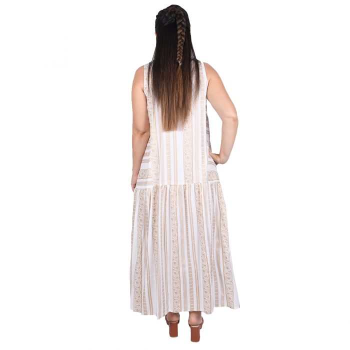 Platinum Φόρεμα Μαύρο Με Χρυσό Γυναικείο Αmpir Klos Αμάνικο Αρχαιοελληνικό All Day Free Size - 12375-BC - Image 4