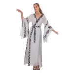 Platinum Κιμονό - Φόρεμα Λευκό Γυναικείο Με Μαύρο Αρχαιοελληνικό Σχέδιο All Day Free Size - 12396