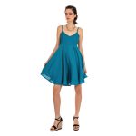 Platinum Φόρεμα Πετρόλ Γυναικείο Τιραντέ Εξώπλατο Αέρινο Klos Girly Free Size - 22122-PE